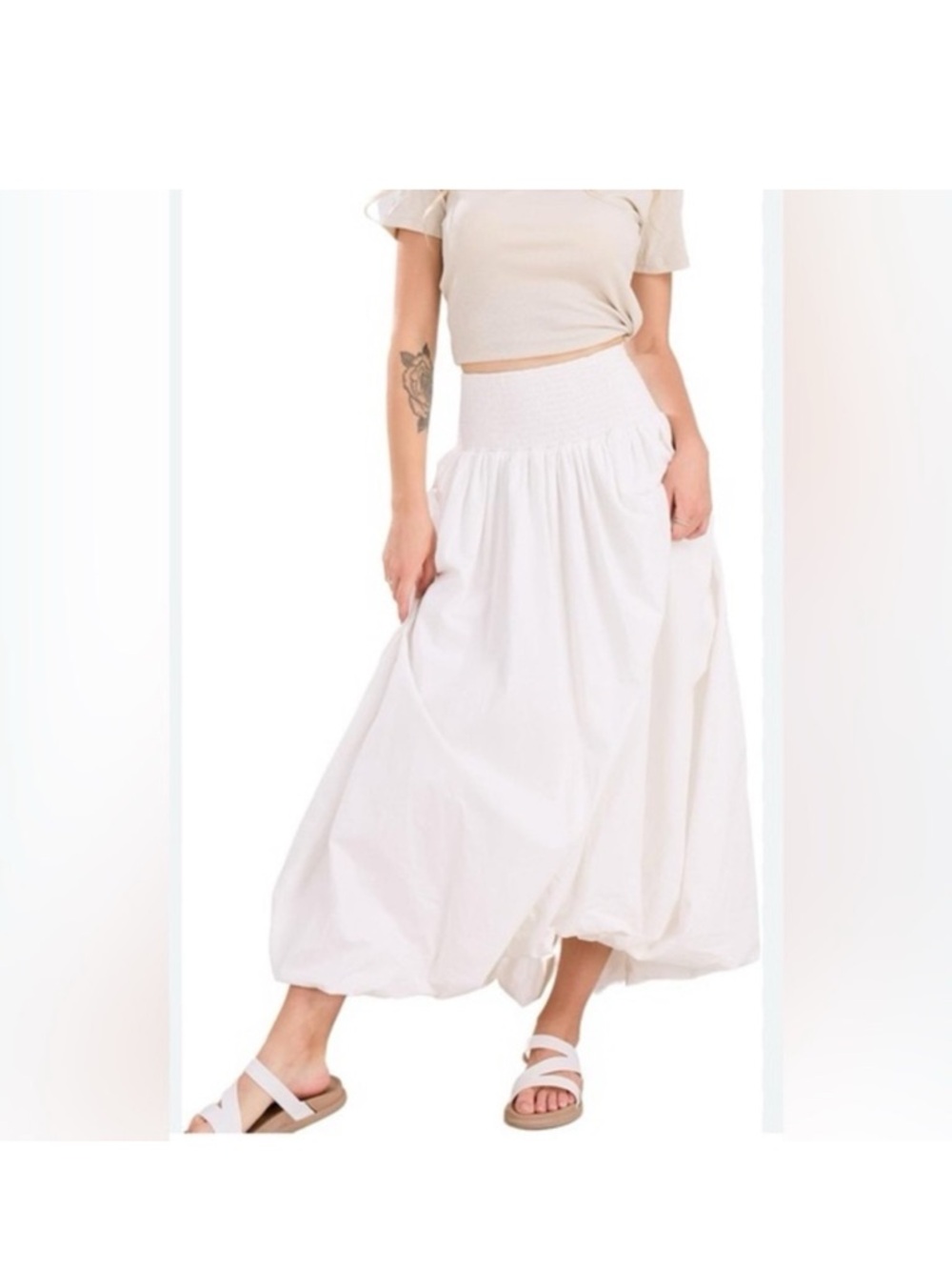 NWT Emerson Lang White Maxi Bubble Skirt